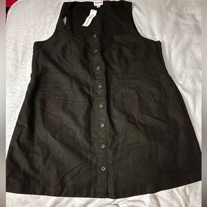 The Drop Amira Button Down Black Women's Mini Linen plus size Dress